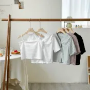 (店+)【FEE BABY】兩件式短袖平口背心套裝 柔軟排釦短袖外套 短版上衣 兩件組上衣 無胸墊背心 二件式套裝 兩件式 白色 黑色 灰色 粉色