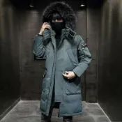 無限極台灣館 長版外套 羽絨棉服男 保暖棉襖 保暖外套 男風衣外套 花花公子過膝羽絨服男士中長款韓版緊身加厚冬季派克