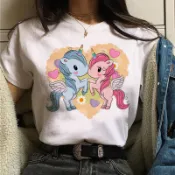 新款跨境歐美爆款可愛獨角獸unicorn 印花莫代爾女士短袖圓領T恤