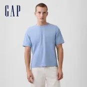 【GAP】成人厚磅短版T恤-灰藍色/杏仁棕(715775)