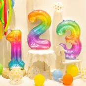[本日］現貨出清！40吋果凍色數字鋁箔氣球  / 錫箔彩色氣球 /兒童生日派對 /祝賀禮物 佈置