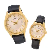 大高雄鐘錶城 seiko SK037精工 SK037 6N52-00D0J+6N22-00N0J CS系列經典簡約皮帶對錶 / 米色面 39.4+29.9mm｜樂天領券現折★全館特惠中★指定刷卡回饋10%