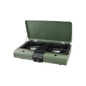 【Iwatani 岩谷】日本戶外防風磁式雙口爐-軍綠色-3.3kw-日本製
