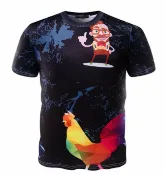 FINDSENSE服飾 FINDSENSE Z1 日系 流行 男 時尚 個性人物圖案 雞 短袖T恤 特色短T