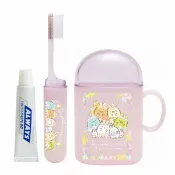 asdfkitty可愛家精品店 asdfkitty*日本san-x角落生物紫色花圈兒童牙刷牙膏漱口杯隨身組-日本製