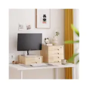 (店+)桌面收納櫃 抽屜櫃 實木桌面小書櫃 多功能抽屜式收納盒現代簡約書櫥A4紙辦公室儲物櫃