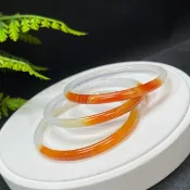 紅白瑪瑙手鐲 62MM 冰潤起光 仙女條 玉髓手環 半山半水 單支起售