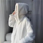 千織屋 ☊ 冬季刷毛加厚羔羊毛連帽鋪棉外套男ins潮牌港風情侶寬鬆棉襖衣服寬鬆冬季外套保暖