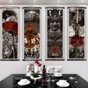 台灣熱賣【專業刺青】日式纹身店墙面挂画刺青浮世绘日本装饰画居酒屋寿司店武士班若刺青店裝飾