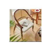 (店+)新品 餐椅實木 北歐複古 設計師藤編傢用餐廳 軟包扶手椅 休閒單人椅子 藤椅餐桌椅餐椅
