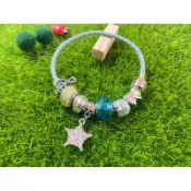 @Anna House 潘朵拉風 簡單大方編織水鑽串珠 皇冠 愛心 星星 藍色白色 音符 粉紅 KEY磁鐵吸扣手環/手鍊
