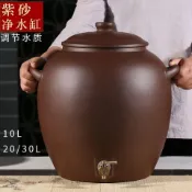 新款純紫砂水缸 無釉儲水罐 帶龍頭 大號淨水缸 陶瓷過濾茶水桶