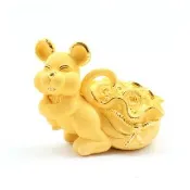 【生活金藝】大筆進財 老鼠 黃金擺件(金重足1.30錢)