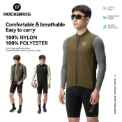 ROCKBROS 騎行背心防風尼龍黑色滌綸網眼輕便舒適防滑雙頭易收納春夏短款自行車上衣