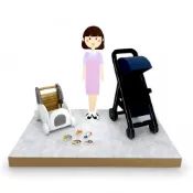 (店+)【雋永紙藝】紙紮嬰兒學步車+玩具+嬰兒推車+保母 附封條/紙紮生活用品/紙紮遊戲機/清明用品/祭祀祭祖/往生用品 百日