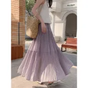 【垂感強不皺】今年流行夏季新款壓褶半身裙寬鬆百搭休閒時尚大裙擺a字長裙女