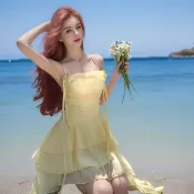 【綠側貓】海邊度假風無袖露背洋裝 別緻設計感收腰短裙 渡假風洋裝 渡假洋裝 短裙洋裝 洋裝短裙 貓 度假洋裝 洋裝 無袖
