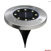 1個裝 冷白光太陽能地埋燈 8燈珠LED地埋燈 戶外庭院花園太陽能地插草坪燈 不鏽鋼太陽能燈 圍欄景觀燈 內置鋰電池