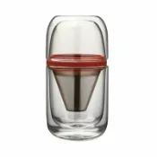 漣漪生活 【雙層濾泡】旅行咖啡杯 咖啡濾杯 分享壺 隨行杯 手沖壺 露營咖啡組 戶外咖啡器具 可攜帶箱包 個人訂製 套裝組