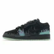 ACS跨運動 Nike 休閒鞋 Air Jordan 1 Low SE GS 大童 女鞋 黑藍 萬聖節 夜光 蜘蛛 AJ1 HQ3442-001