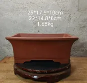 古瓷堂日本回流瓷器 宜興紫砂原礦清水泥馬槽花盆 透氣性佳 長方撇口設計 王飛手作底章 盆景專用盆 外銷尾單