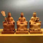 崖柏木雕道家祖師三清神像太上老君元開始尊佛堂供奉擺手藝Thuja木雕道教祖師三清雕像太行老撾20260529