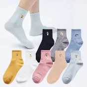 【ONEDER旺達】韓系電繡2/2中長羅紋襪 柔棉刺繡襪 台灣製棉襪