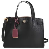 【TORY BURCH】Robinson 金屬LOGO吊飾手提包三層包托特包(黑)