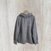 *♡*香港製 DABA/灰色/刺繡字母黏鑽/重磅棉質連帽外套/大M-L/二手《Anna的百寶箱》