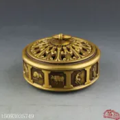 協貿國際日用品生活館 古玩雜項銅器收藏 黃銅生肖鏤空宣德爐 熏香爐 十二生肖香爐