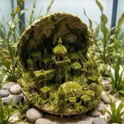 【木石之森】魚缸造景 月亮之城 3D打印仿真水族擺件 魚蝦躲避屋 水族箱裝飾 小缸布景 不含活體 高性價比 台灣熱賣