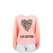 LOVE MOSCHINO 豹紋愛心字母印花粉橘色棉質運動衫 大學T