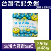 生活大師【優惠折扣 請先聊聊】250抽*48包 雙層單抽 小抽 多用途衛生紙 溶於水 可丟馬桶（10.5CM＊20CM）