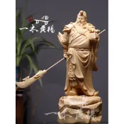 【檜木雕刻】關公掛印擺件 關聖帝君 武財神 關二爺 九龍關羽 紅木工藝品 財神爺擺飾 家居裝飾