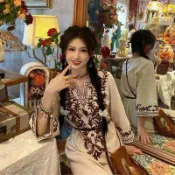 W.Mei 海邊穿搭 泰國洋裝 度假長洋裝 度假洋裝 波西米亞洋裝 波西米亞複古長裙旅行度假文藝裙子民族風刺繡棉麻連衣裙