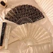 (店+)Iman臻緻生活新中式復古白色愛心折疊扇子女夏便攜古風漢服旗袍舞蹈扇拍照道具