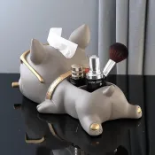面紙盒/紙巾盒 功能紙巾盒 法鬥犬創意輕奢多擺件 遙控器鑰匙收納盒 玄關客廳茶几擺件