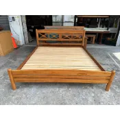 香榭二手家具*詩肯柚木 全實木雙人特大6x7尺床架-king size床架-床框-原木床組-床板-床底-床箱-雙人加大床