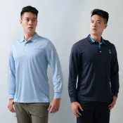 【遊遍天下】男款抗UV防曬涼感吸濕排汗機能長袖POLO衫(M-6L大尺碼 ) GL1037  丈青/淡藍/寶藍