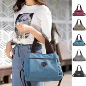 (店+)【Rosse Bags】休閒純色耐磨帆布手提斜背包(卡其 / 藍色 / 灰色 / 黑色 / 紫咖)
