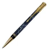 【DOKODEMO】品相極佳 □ PARKER TIFFANY&Co. Parker Tiffany Duofold 雙名大理石紋原子筆，金色/海軍藍，男士款，英國製造，書寫流暢。