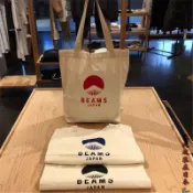 精選好物🍀臺灣出貨🍀 BEAMS JAPAN 2020SS富士F山帆布包文藝青年手提帆布包單肩包
