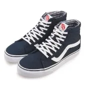 【VANS】SK8-Hi 平底素面 帆布鞋 藍色 男 潮流 經典8孔綁帶 高筒 休閒鞋 滑板鞋VN0003CAIKU