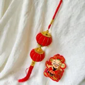 過年盆花插飾 過年裝飾品 紅燈籠財神爺 招財貓 春節裝飾