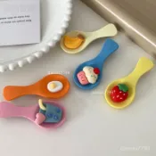 ✨💖可愛仿真勺子髮夾草莓蛋糕劉海側邊夾趣味食玩頭飾少女拍照髮飾品