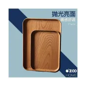 (店+)日式仿木紋托盤【台灣現貨】餐桌托盤 置物盤 甜品小托盤 西點餐盤 長方托盤 麵包盤 加厚茶盤【OZOO HOME】