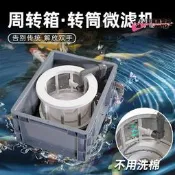 【台灣現貨】魚缸周轉箱過濾器魚池轉鼓微濾機無動力轉筒濾網離心力自動排汙器