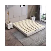 (店+)免運 簡約#木架床 無靠背皮床實木榻榻米床箱體無床頭矮床簡約現代落地排骨床架 實木床 5尺床 6尺床 單人床 雙人床