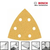 民權橋電子生活百貨 BOSCH博世 金色三角形自黏砂紙 土黃色三角型木材砂紙 5片裝 三角砂紙 適用磨切機/三角砂紙機 GOP