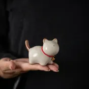 全球選品1館 生活百貨 陶瓷小貓茶寵可愛開片可養小號擺設陶瓷擺件筆架筆擱送禮貓咪